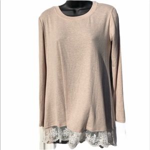 Sanifer long sleeve tunic top Size Small tan NWT